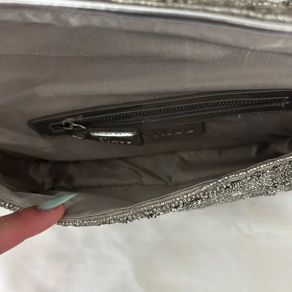 STAUD Tommy Beaded Flap Shoulder Bag (NWOT) - Silver Garden Party
